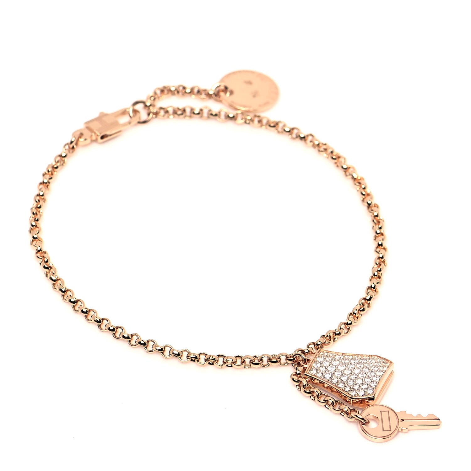 Hermes 18K Rose Gold Diamond PM Kelly Clochette Bracelet SH 1 of 6