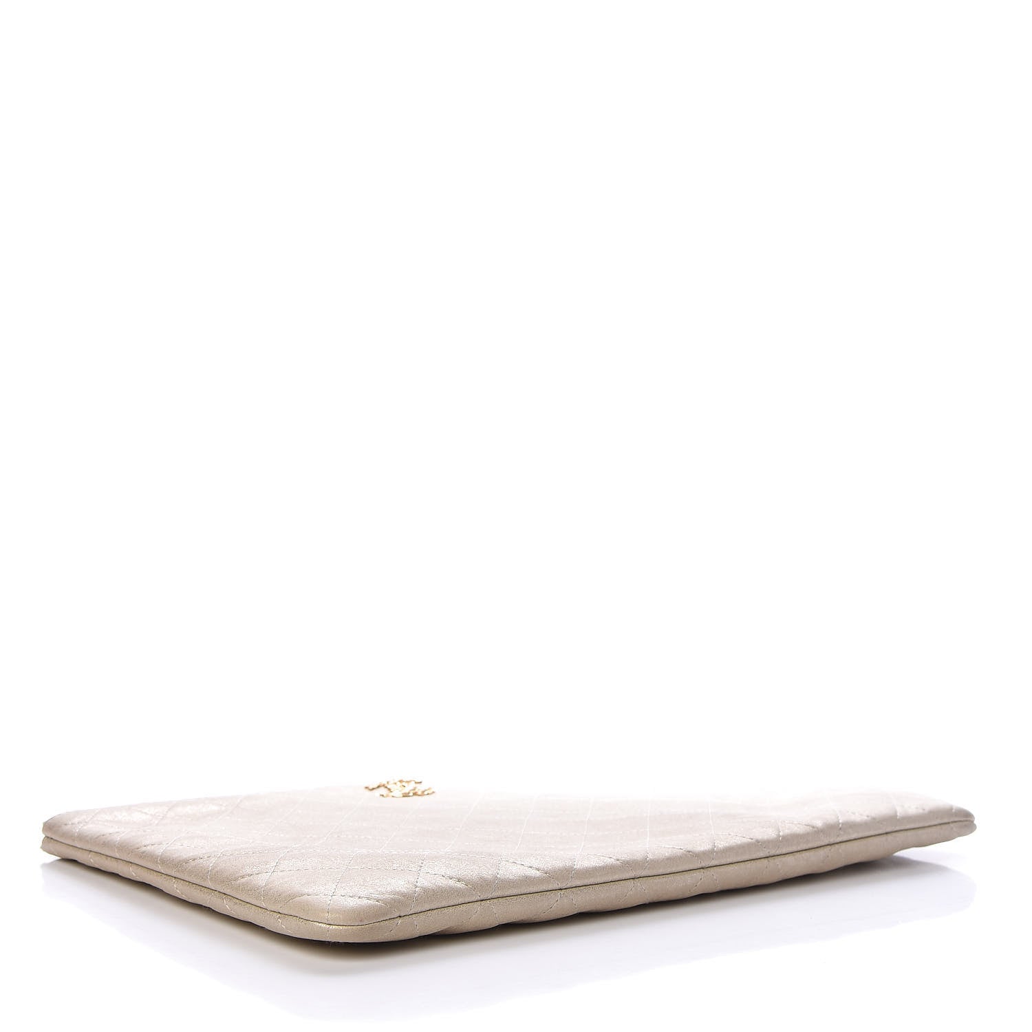 Chanel Metallic Calfskin Quilted Large Cosmetic Case Light Gold 3 of 11