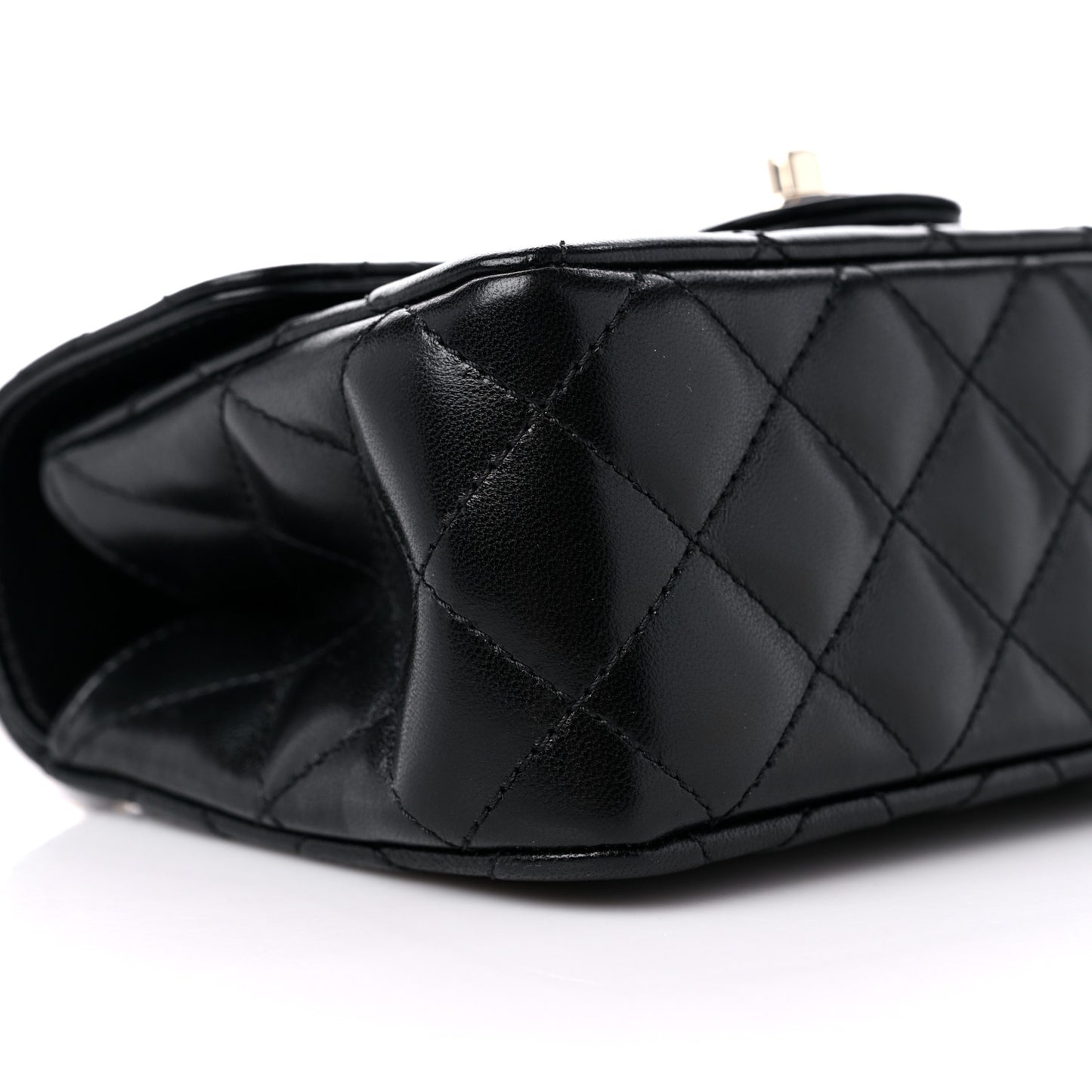 Lambskin Quilted Mini Crystal Top Handle Rectangular Flap Black