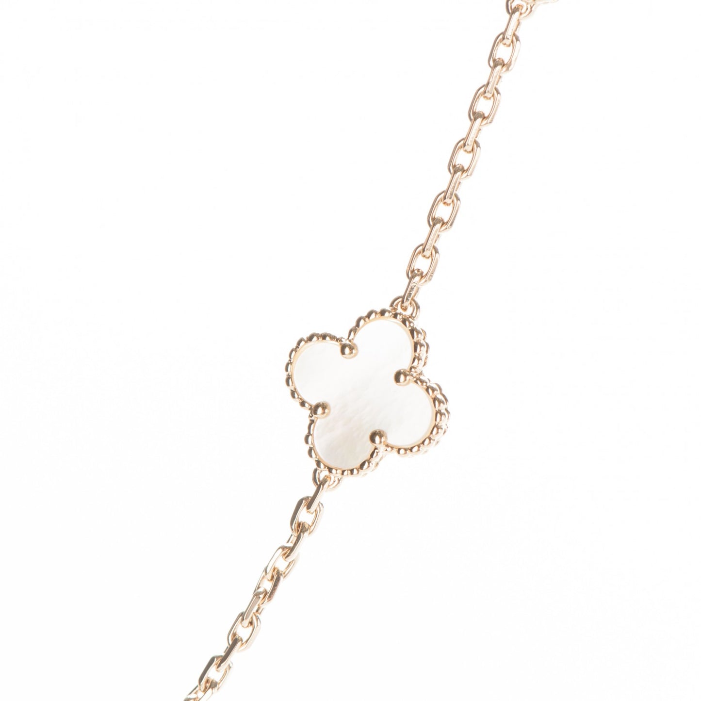 18K Yellow Gold Mother of Pearl 10 Motifs Vintage Alhambra Necklace