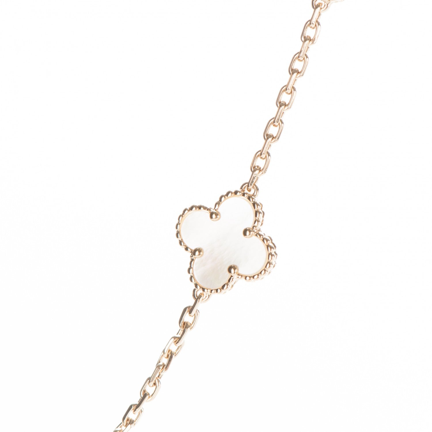 Van Cleef & Arpels 18K Yellow Gold Mother of Pearl 10 Motifs Vintage Alhambra Necklace 5 of 5
