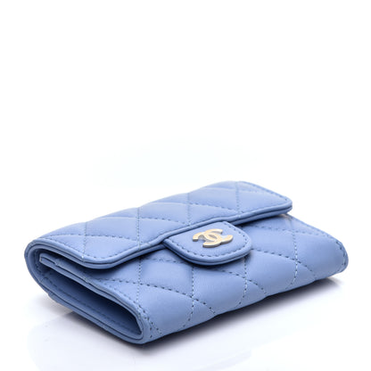 Chanel Lambskin Quilted Flap Card Holder Wallet Light Blue 4 of 8