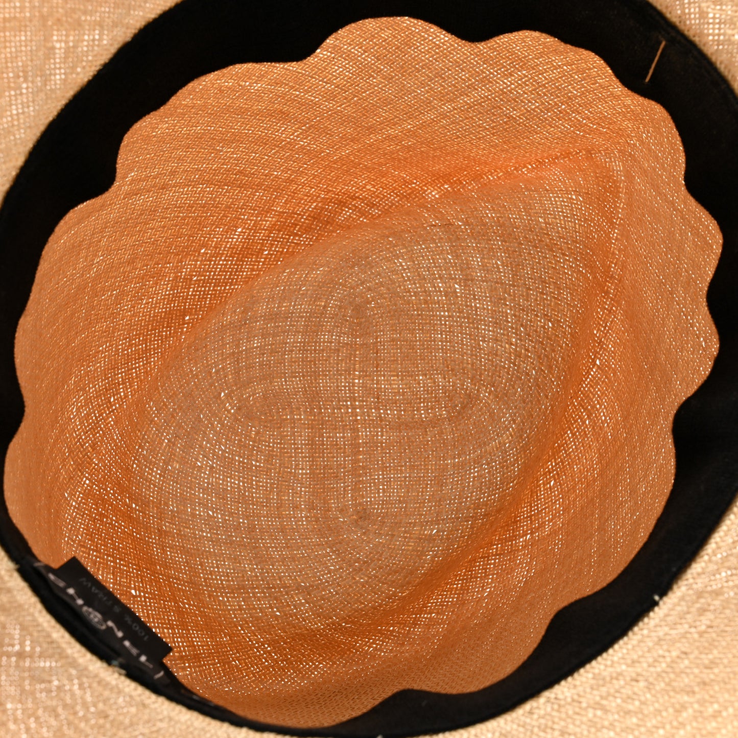 Straw Grosgrain Wide Brim Hat M Beige Black