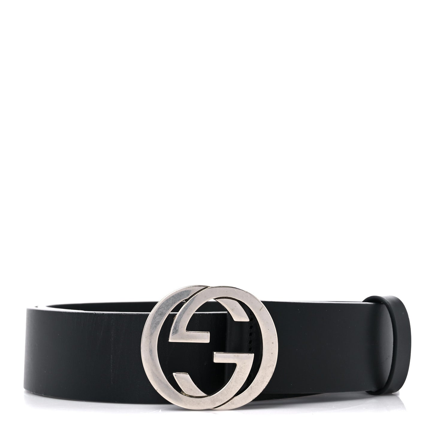 Selleria Calfskin Nickel Interlocking G 37mm Belt 80 32 Black