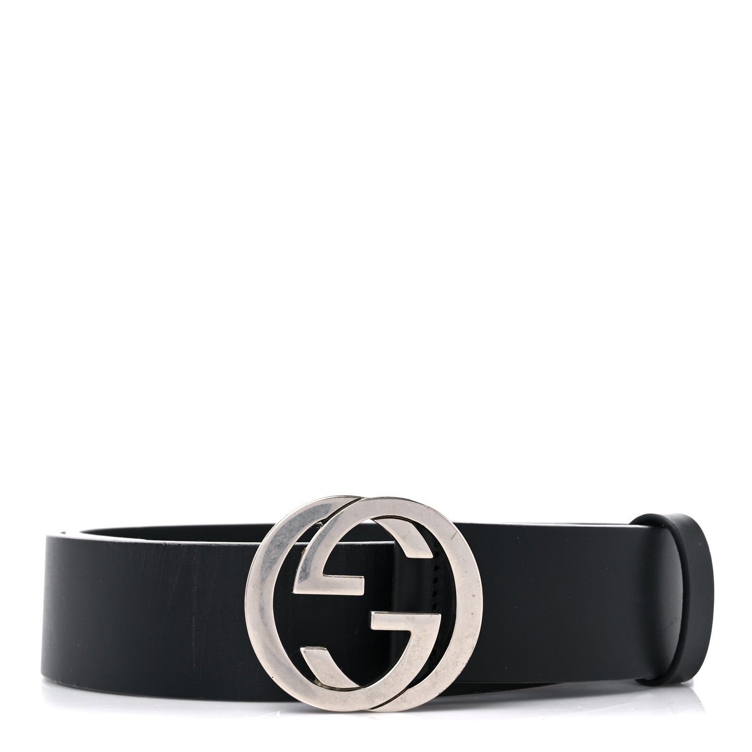 Gucci Selleria Calfskin Nickel Interlocking G 37mm Belt 80 32 Black 1 of 7