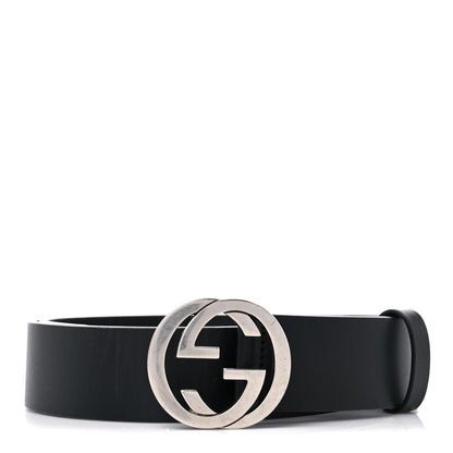 Gucci Selleria Calfskin Nickel Interlocking G 37mm Belt 80 32 Black 1 of 7