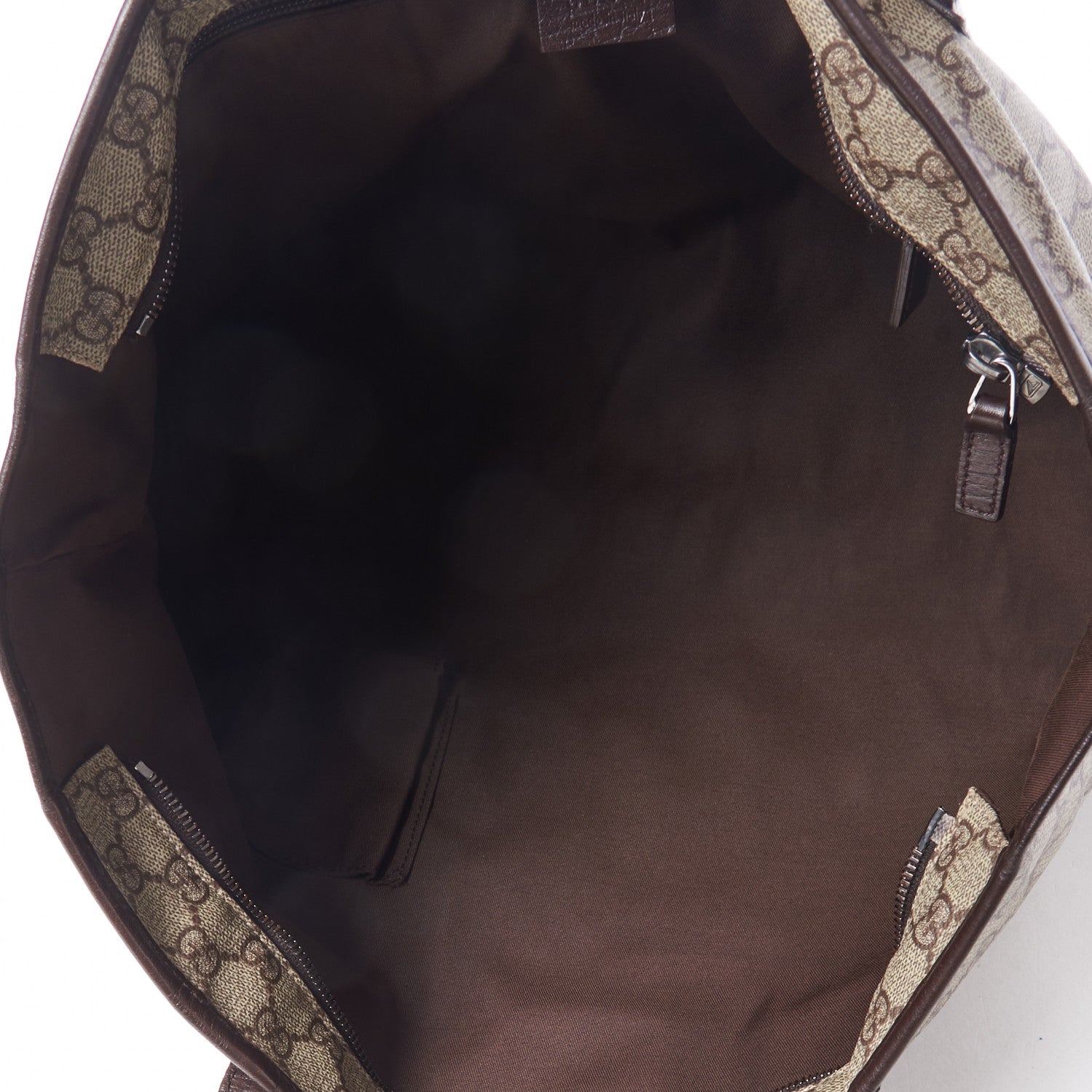 Gucci GG Supreme Monogram Medium Zippered Shopping Tote Dark Brown 7 of 10