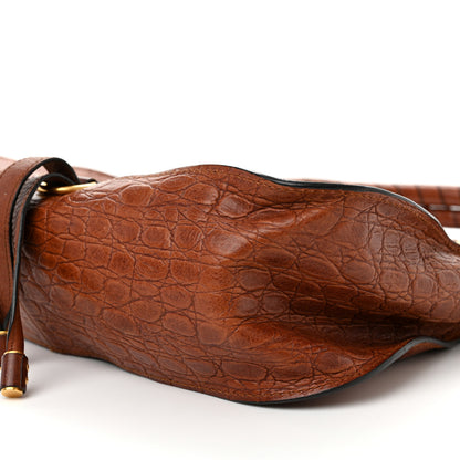 Chloe Calfskin Crocodile Embossed Medium Marcie Satchel Mahogany 9 of 15