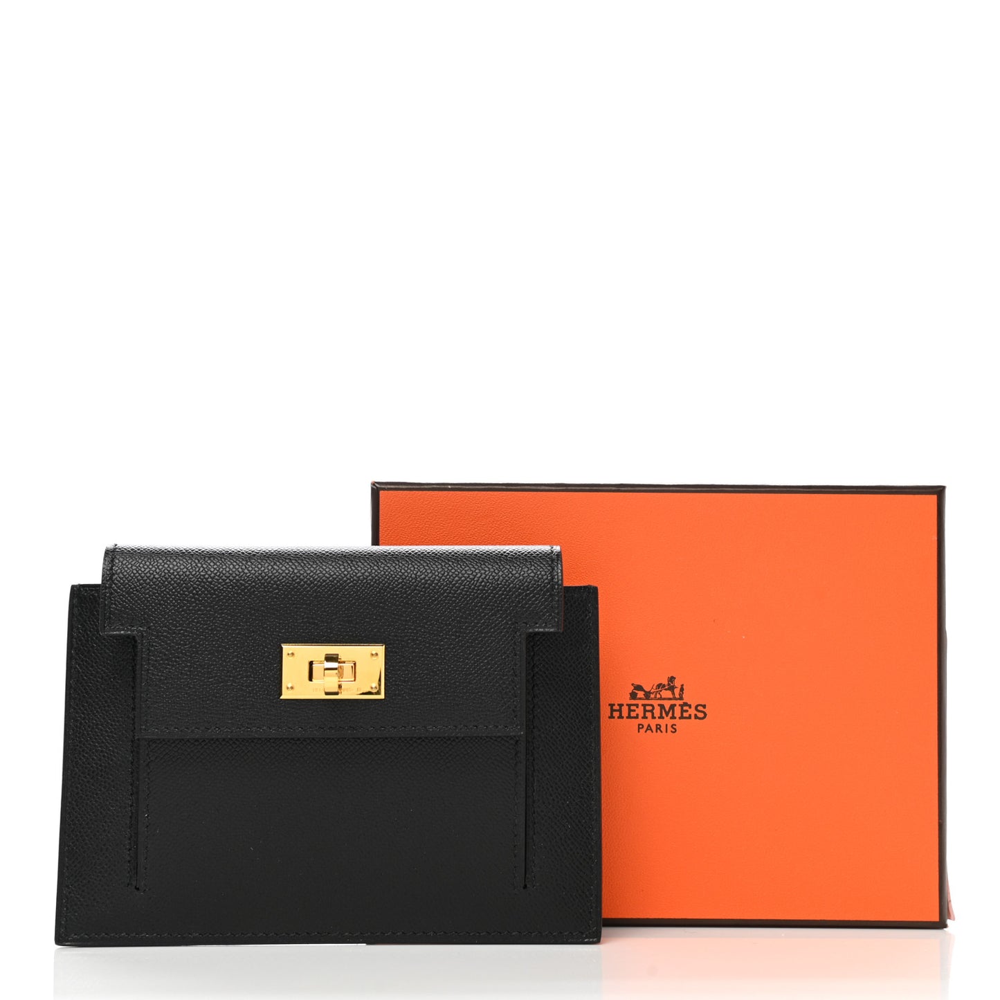 Madame Calfskin Kelly Pocket Compact Wallet Black