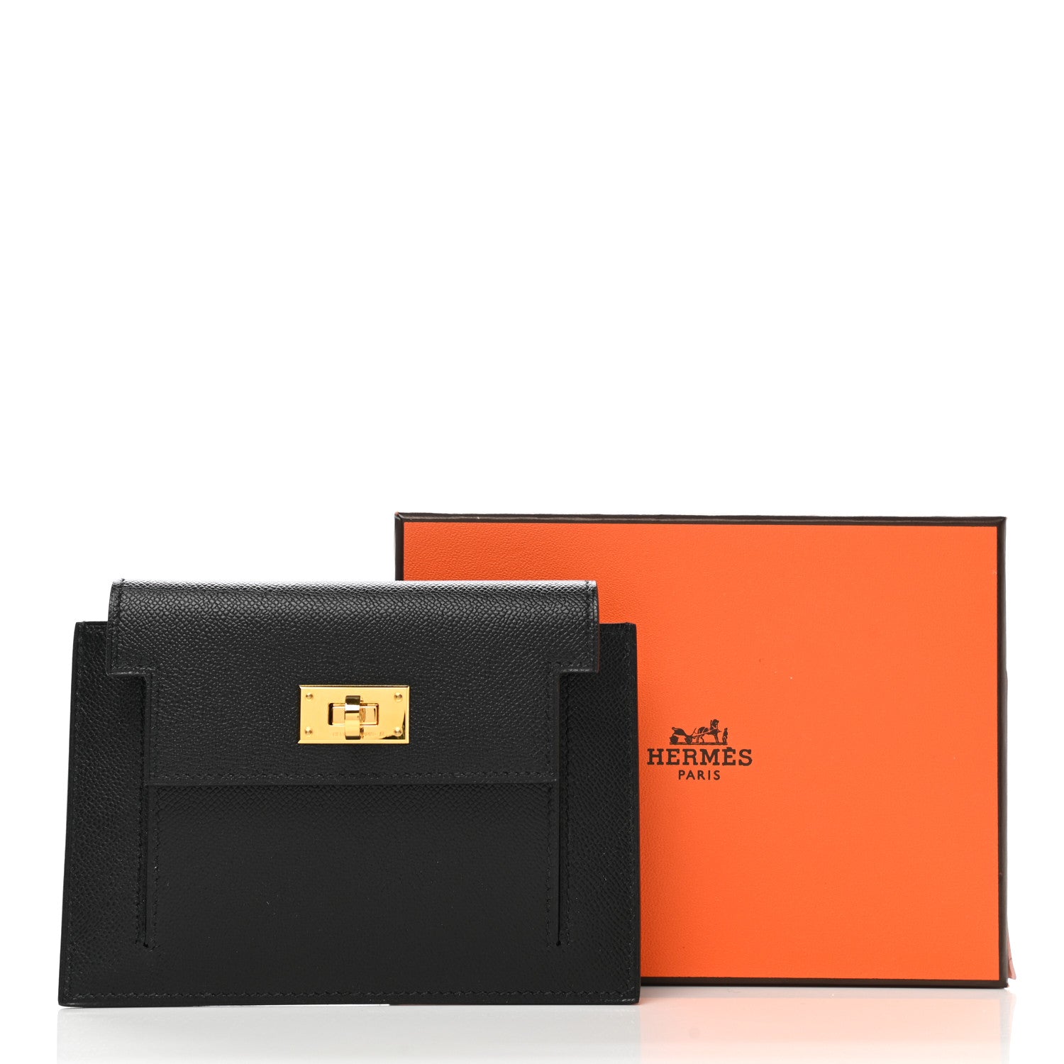 Hermes Madame Calfskin Kelly Pocket Compact Wallet Black 8 of 8