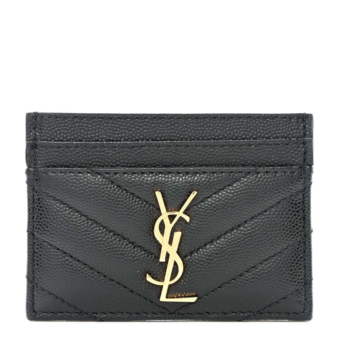 Grain De Poudre Matelasse Chevron Monogram Credit Card Case Black