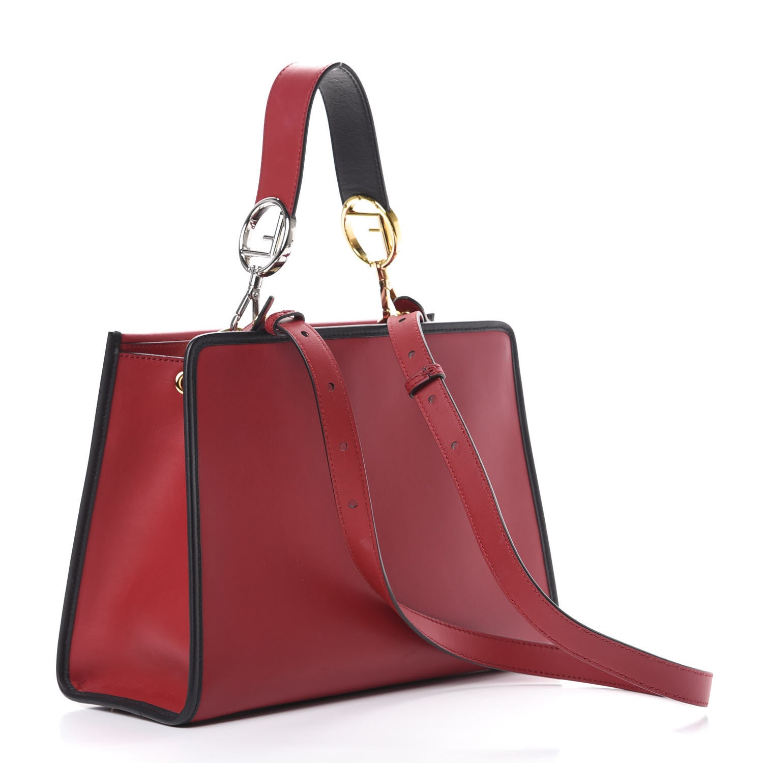 Fendi Vitello Century Opaco F is Fendi Bi-Color Small Runaway Satchel Fragola Black 2 of 10