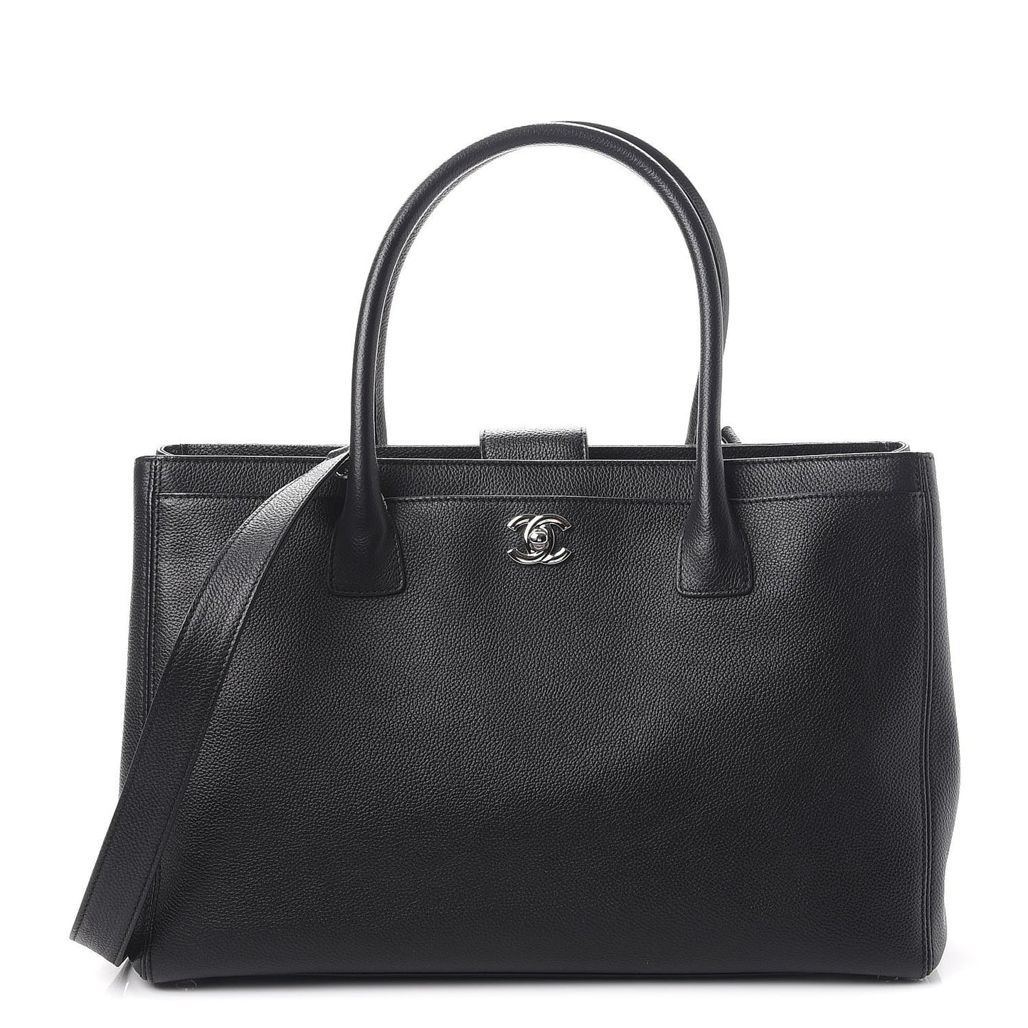 Calfskin Cerf Executive Shopper Tote Black