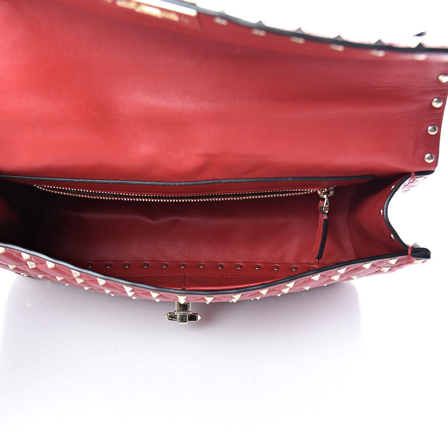 Valentino Garavani Lambskin Large Rockstud Spike Shoulder Bag Red 4 of 12