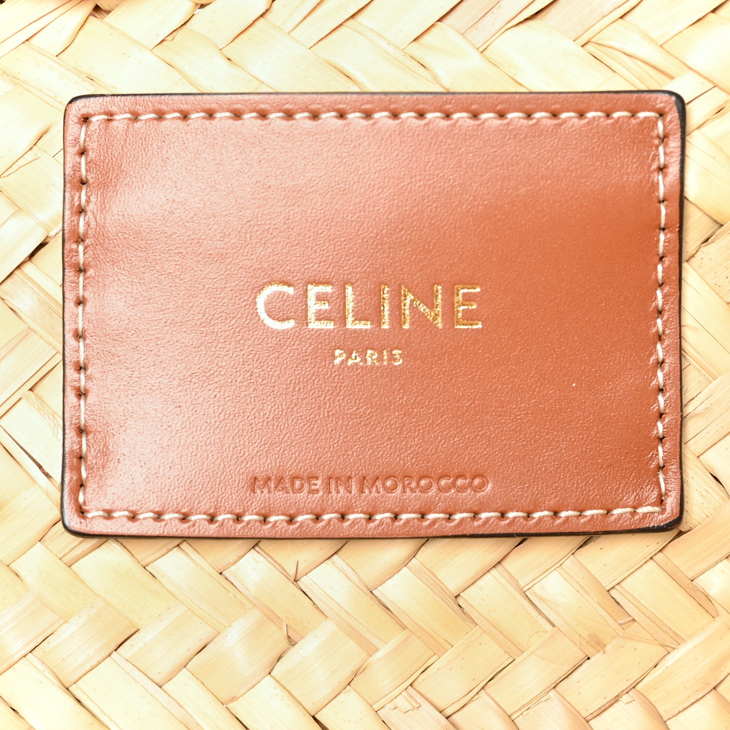 Celine Raffia Calfskin Triomphe Medium Panier Tan 6 of 9
