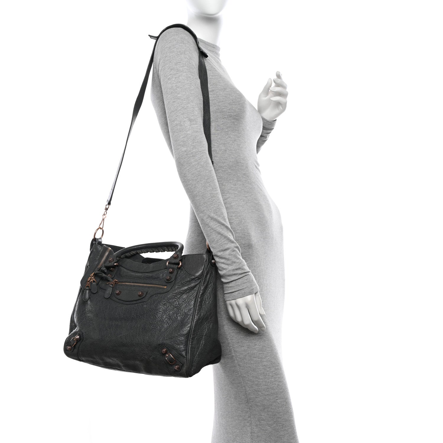 Balenciaga Agneau Giant 12 Rose Gold Hardware Velo Gris Fossile Anthracite 2 of 13