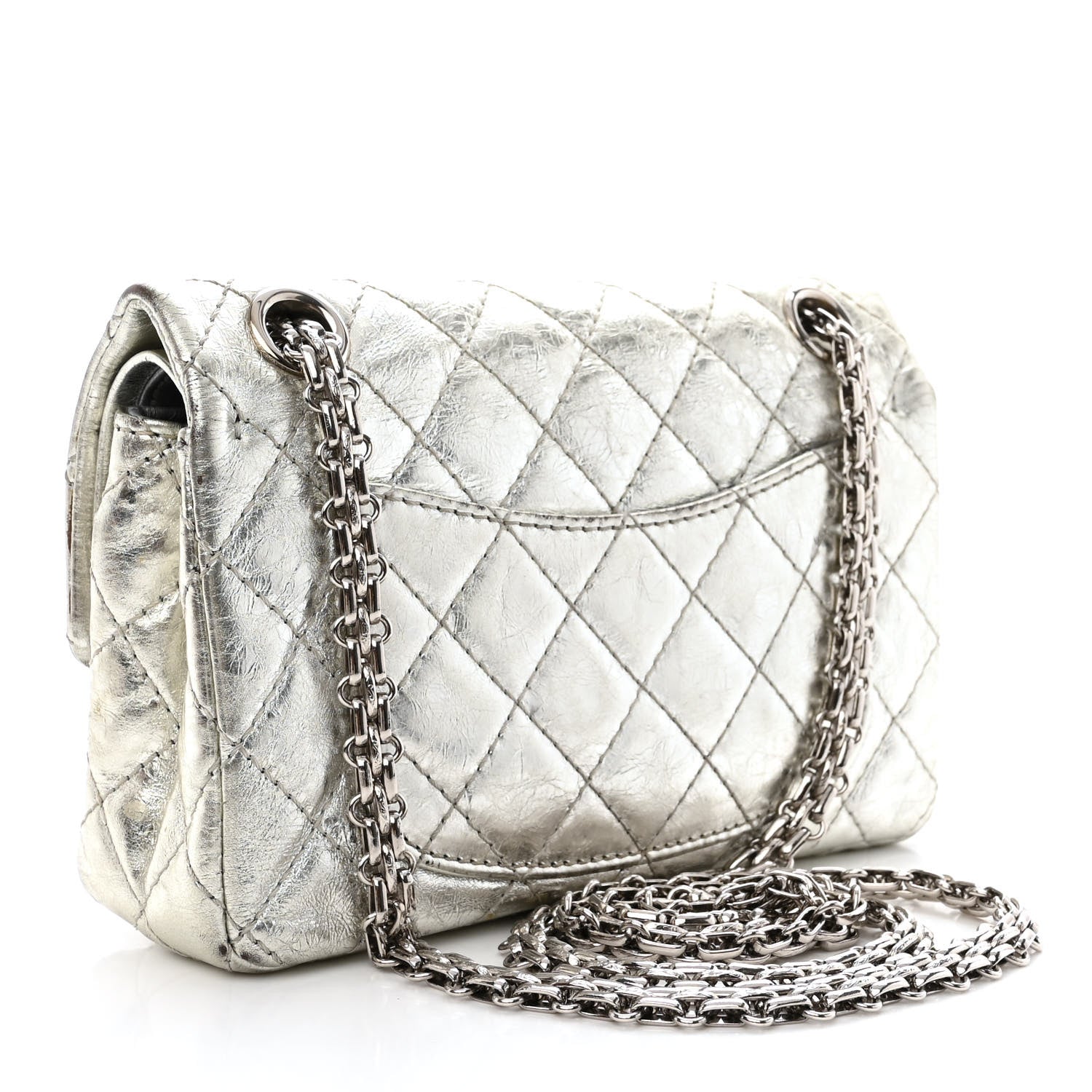 Chanel Metallic Aged Calfskin Quilted 2.55 Reissue 224 Flap Silver 3 of 18