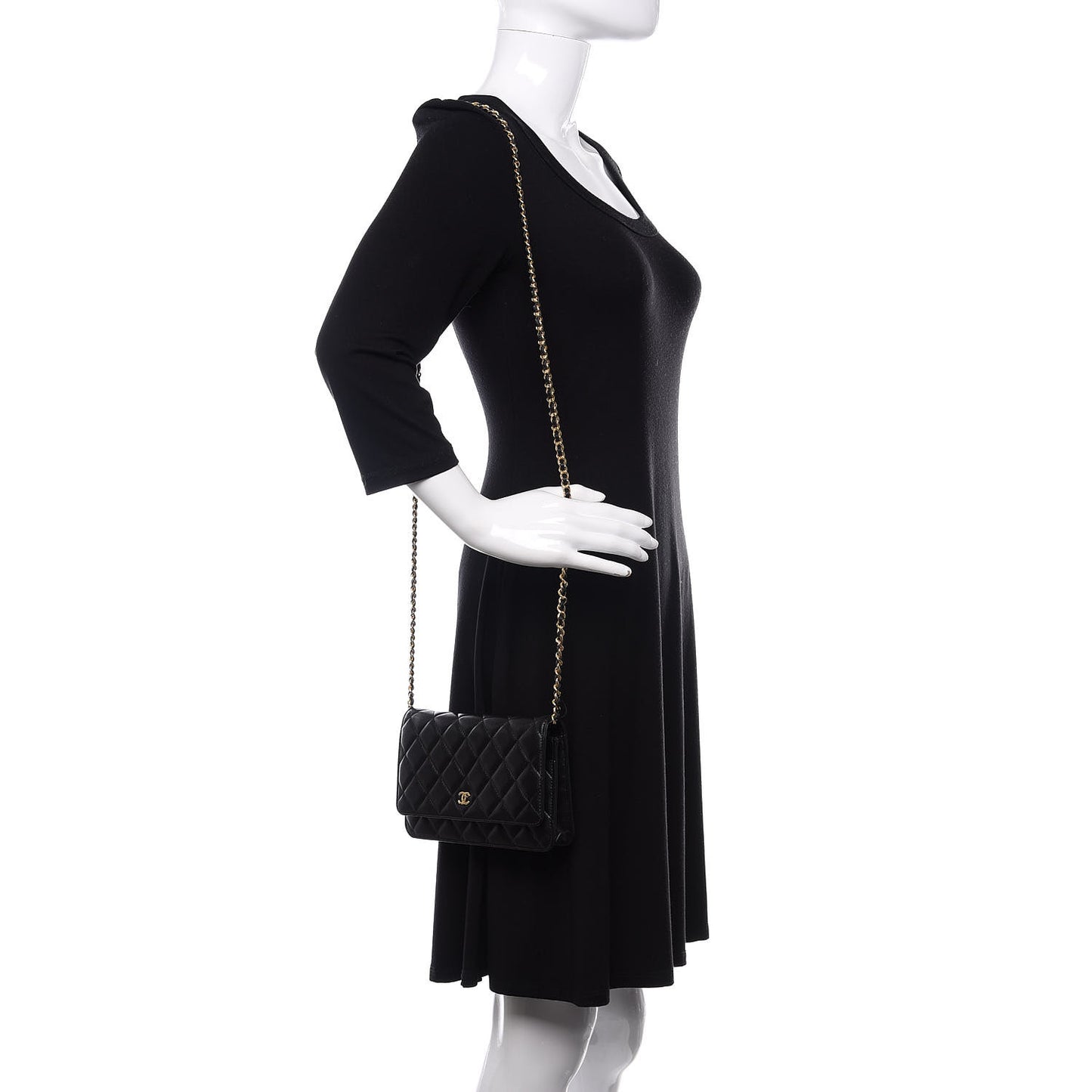 Lambskin Quilted Wallet On Chain WOC Black