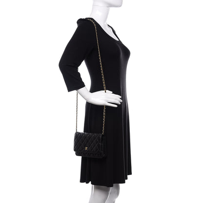 Chanel Lambskin Quilted Wallet On Chain WOC Black 2 of 10