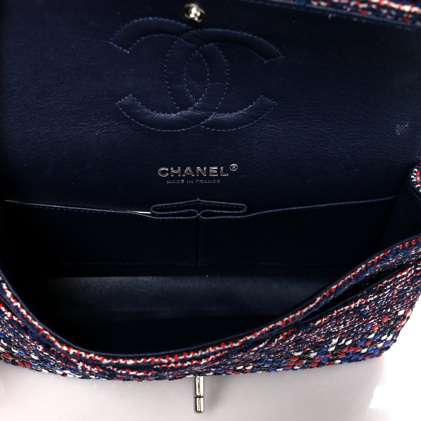 Sequin Tweed Medium Double Flap Red White Blue