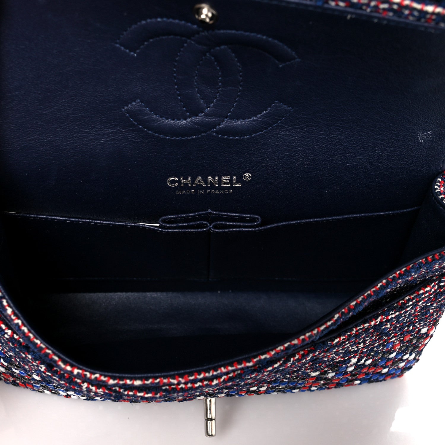 Chanel Sequin Tweed Medium Double Flap Red White Blue 7 of 10