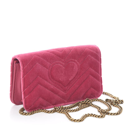 Gucci Velvet Matelasse Love Embroidered GG Marmont Mini Bag Light Raspberry Rose 3 of 9
