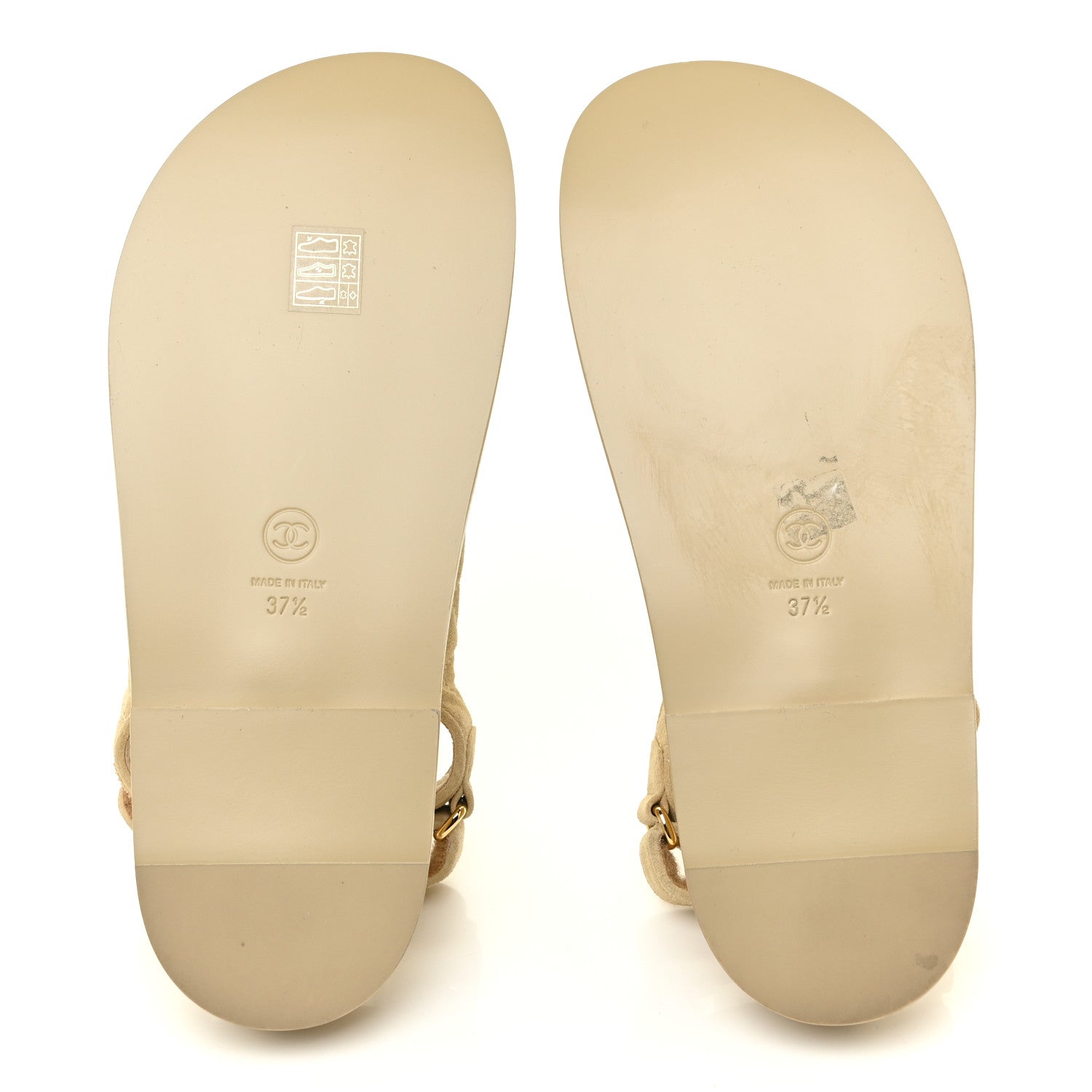 Chanel Suede Calfskin Velcro Dad Sandals 37.5 Beige 6 of 8