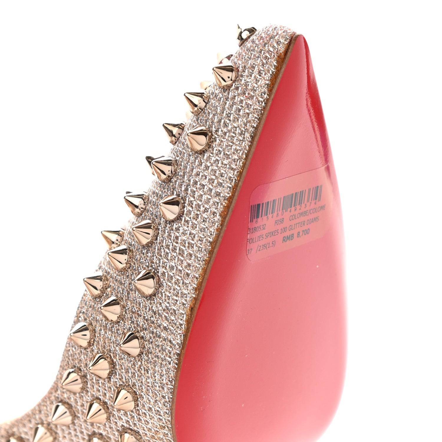 Christian Louboutin Glitter Diams Follies Spikes 100 Pumps 37 Colombe 10 of 18