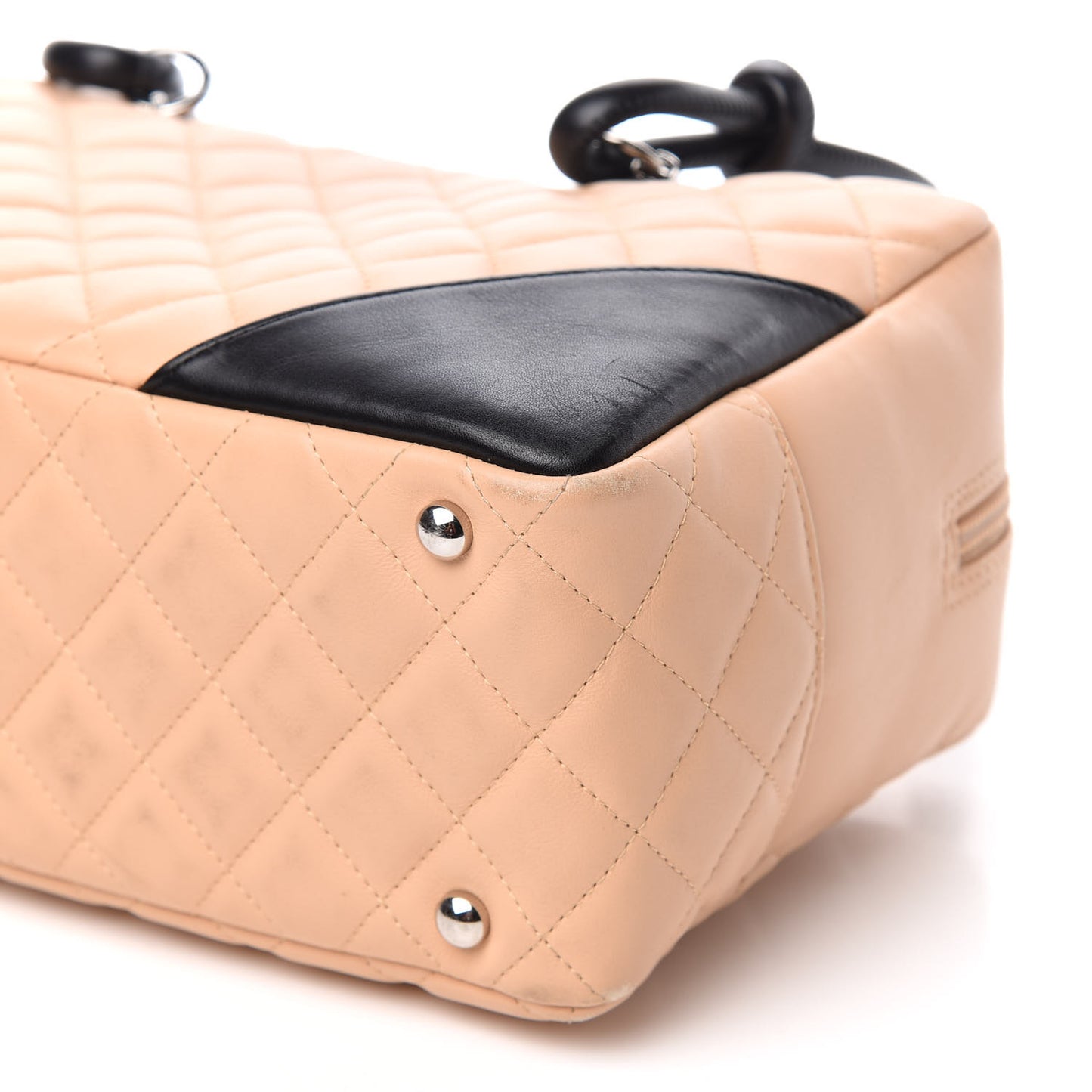 Calfskin Quilted Large Cambon Bowler Beige Black