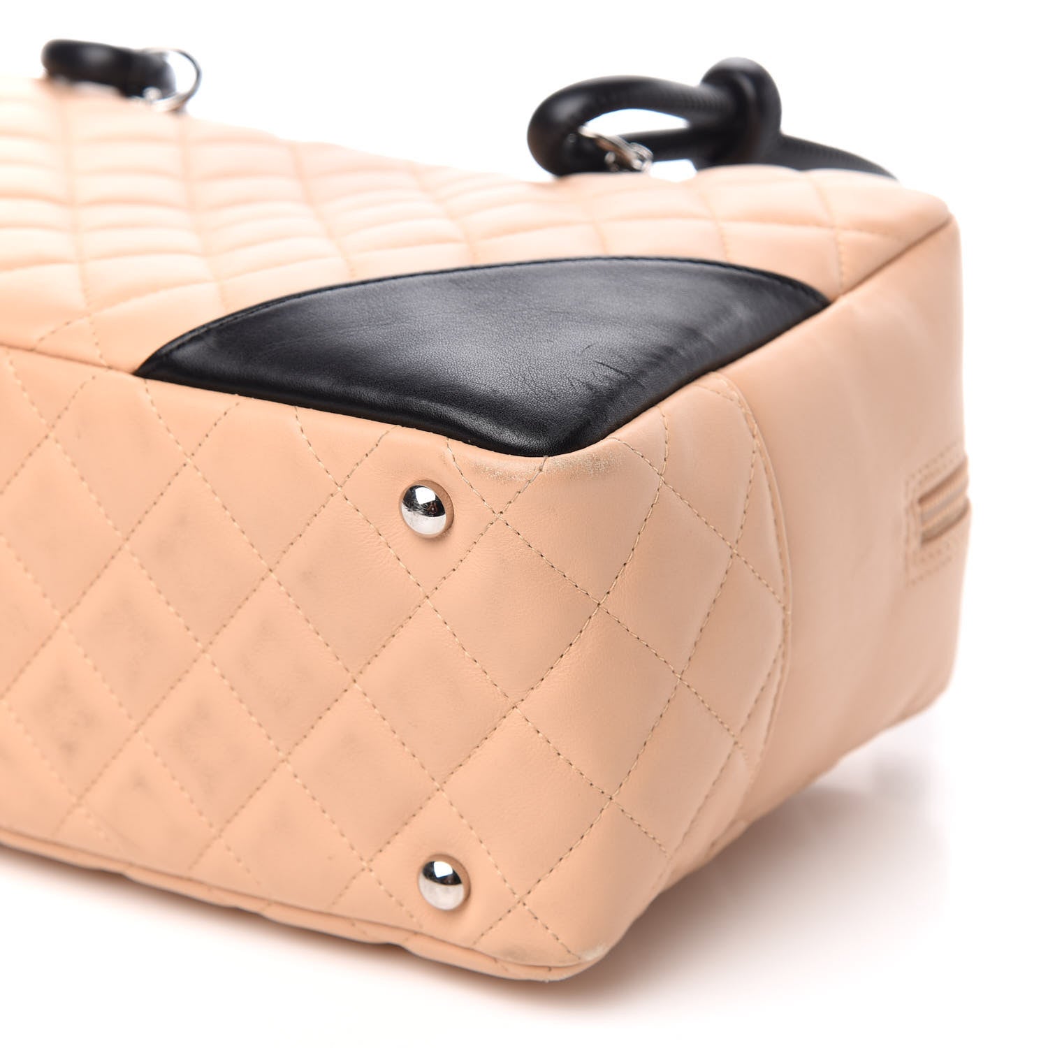 Chanel Calfskin Quilted Large Cambon Bowler Beige Black 10 of 13