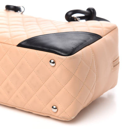 Chanel Calfskin Quilted Large Cambon Bowler Beige Black 10 of 13