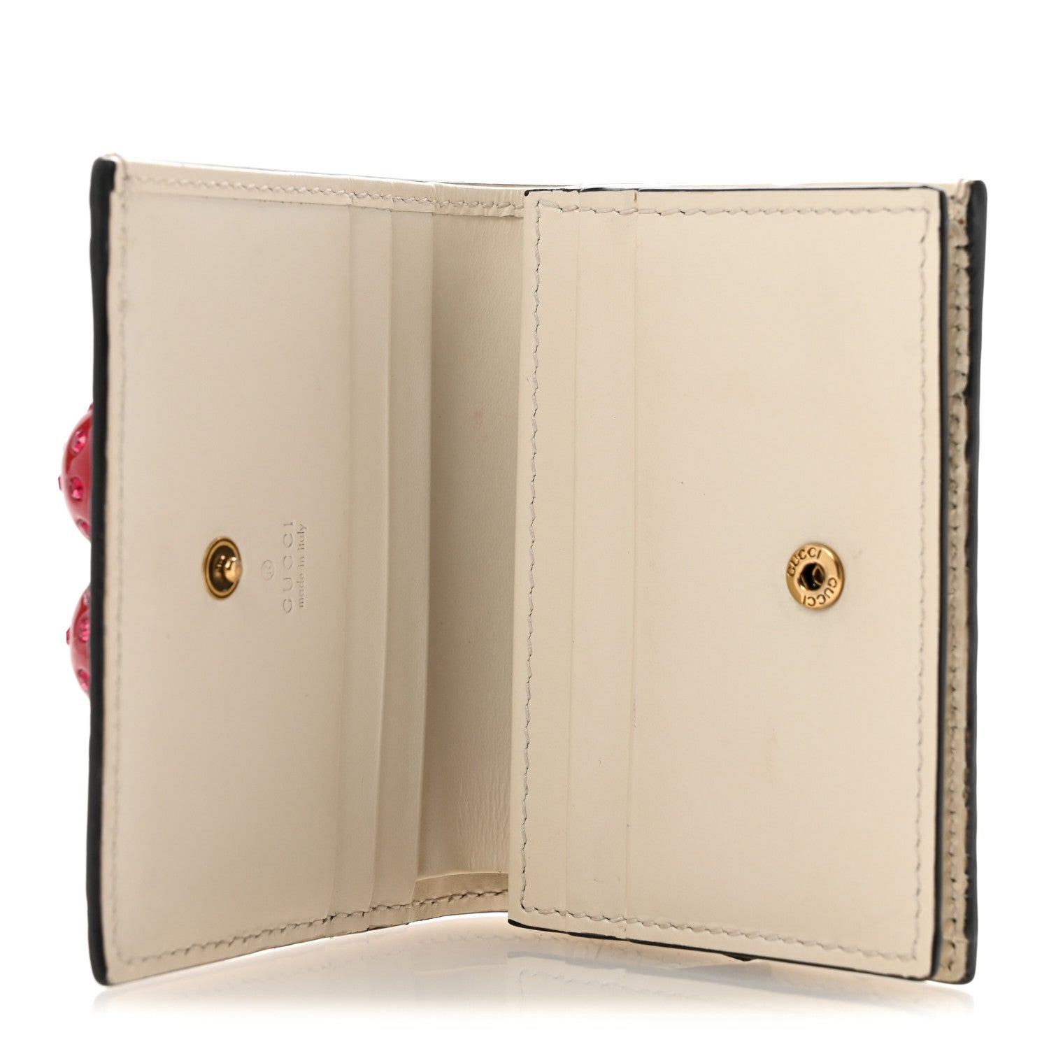 Gucci Guccissima Cherries Card Case Wallet White 5 of 11