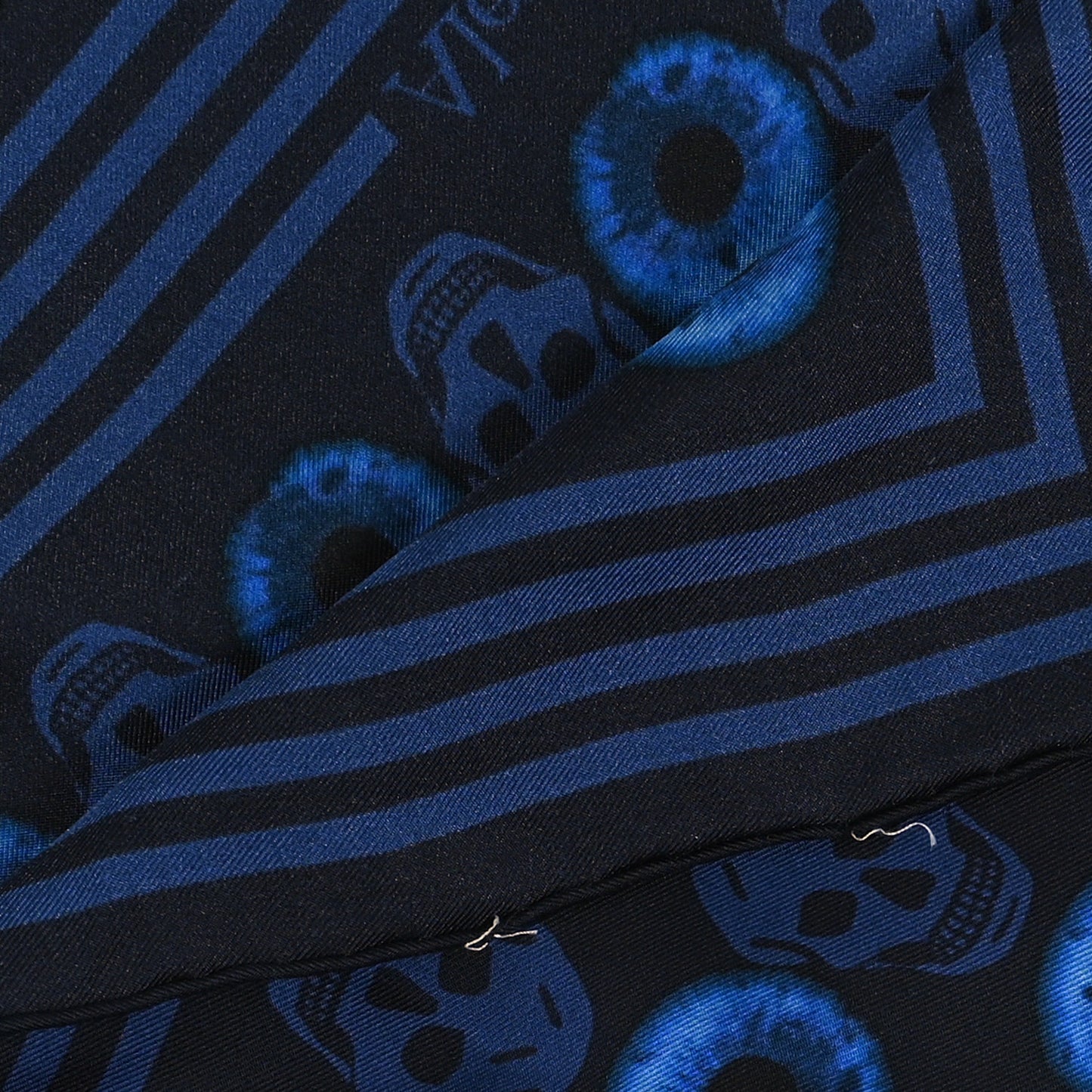 Silk Polka Iris Biker Square Scarf Midnight Blue