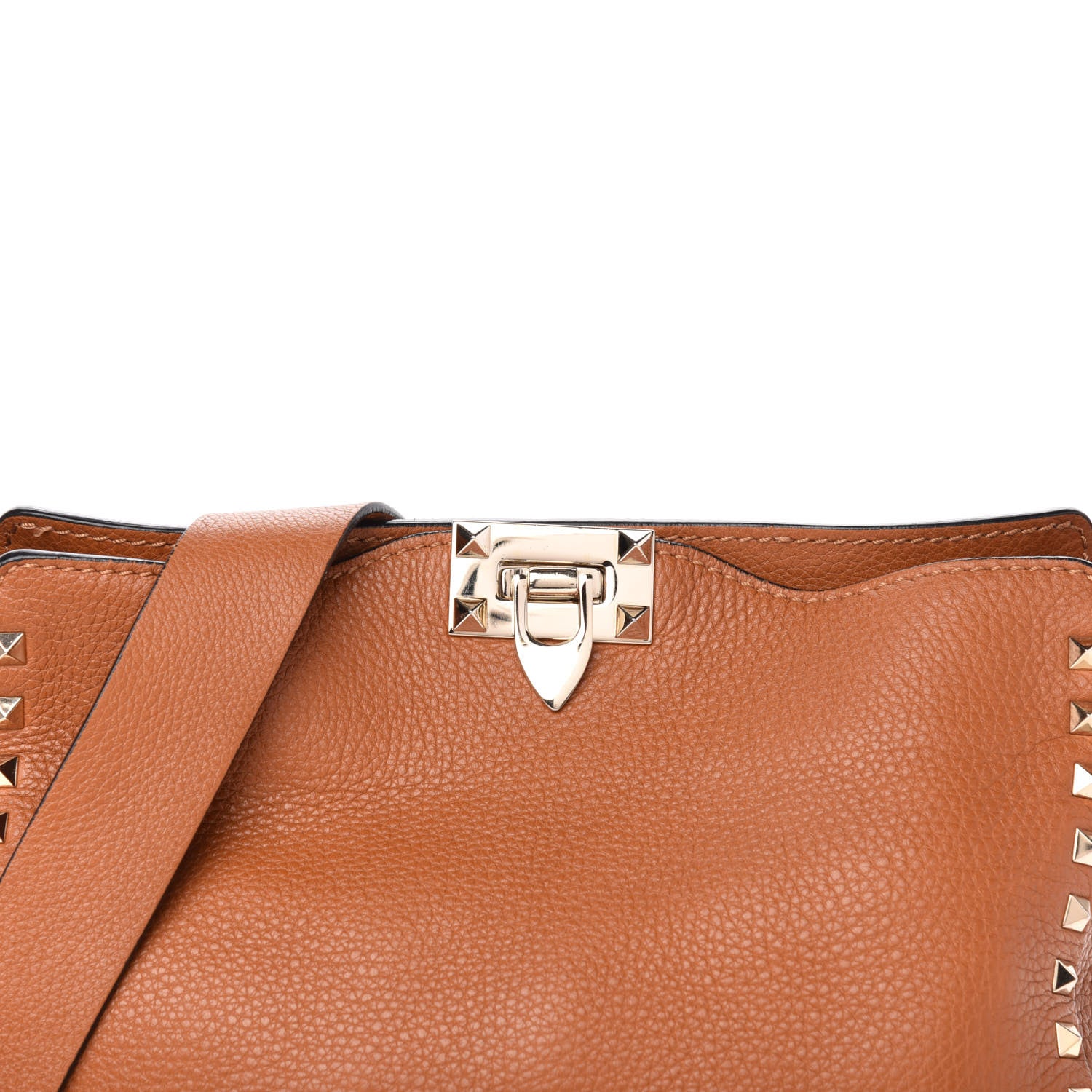 Valentino Garavani Pebbled Calfskin Small Rockstud Flip-Lock Messenger Bag Light Cuir 11 of 11