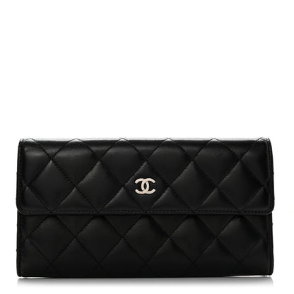 Chanel Lambskin Quilted Large Gusset Flap Wallet Black 1 of 8