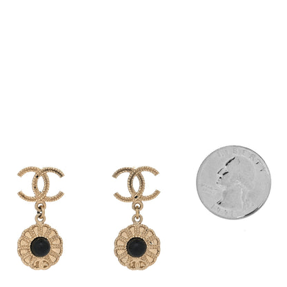 Chanel Flower CC Drop Earrings Gold Black 2 of 4