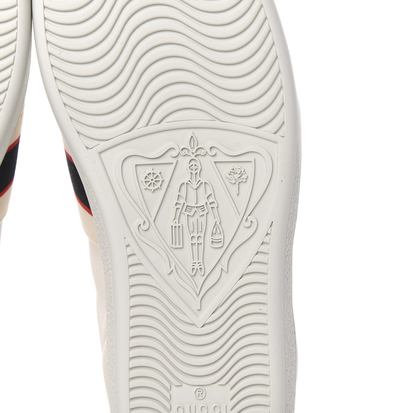 Calfskin Stripe Womens New Ace Sneakers 36.5 New Mystic White Ecru Red Flame