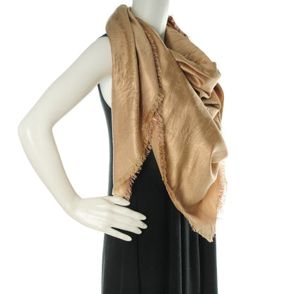 Louis Vuitton Silk Wool Monogram Voile Shawl Gold 2 of 7