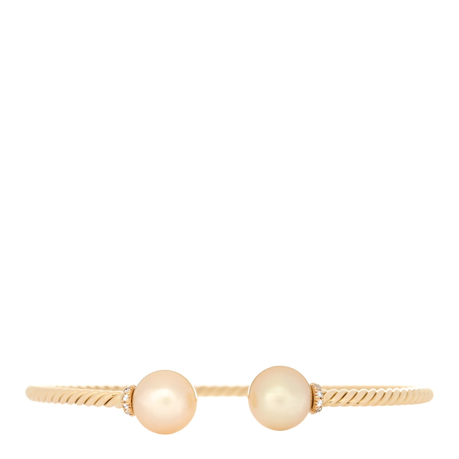 David Yurman 18K Yellow Gold Diamond South Sea Golden Pearl 9mm Solari Bracelet 1 of 4
