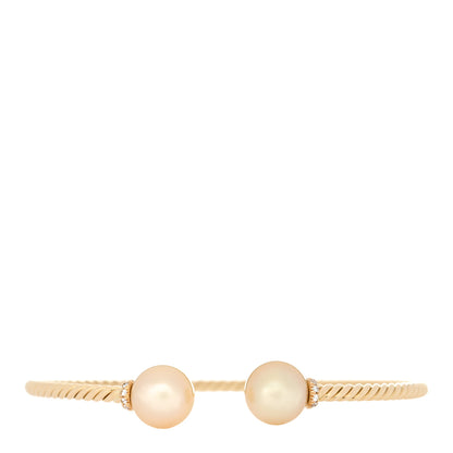 David Yurman 18K Yellow Gold Diamond South Sea Golden Pearl 9mm Solari Bracelet 1 of 4