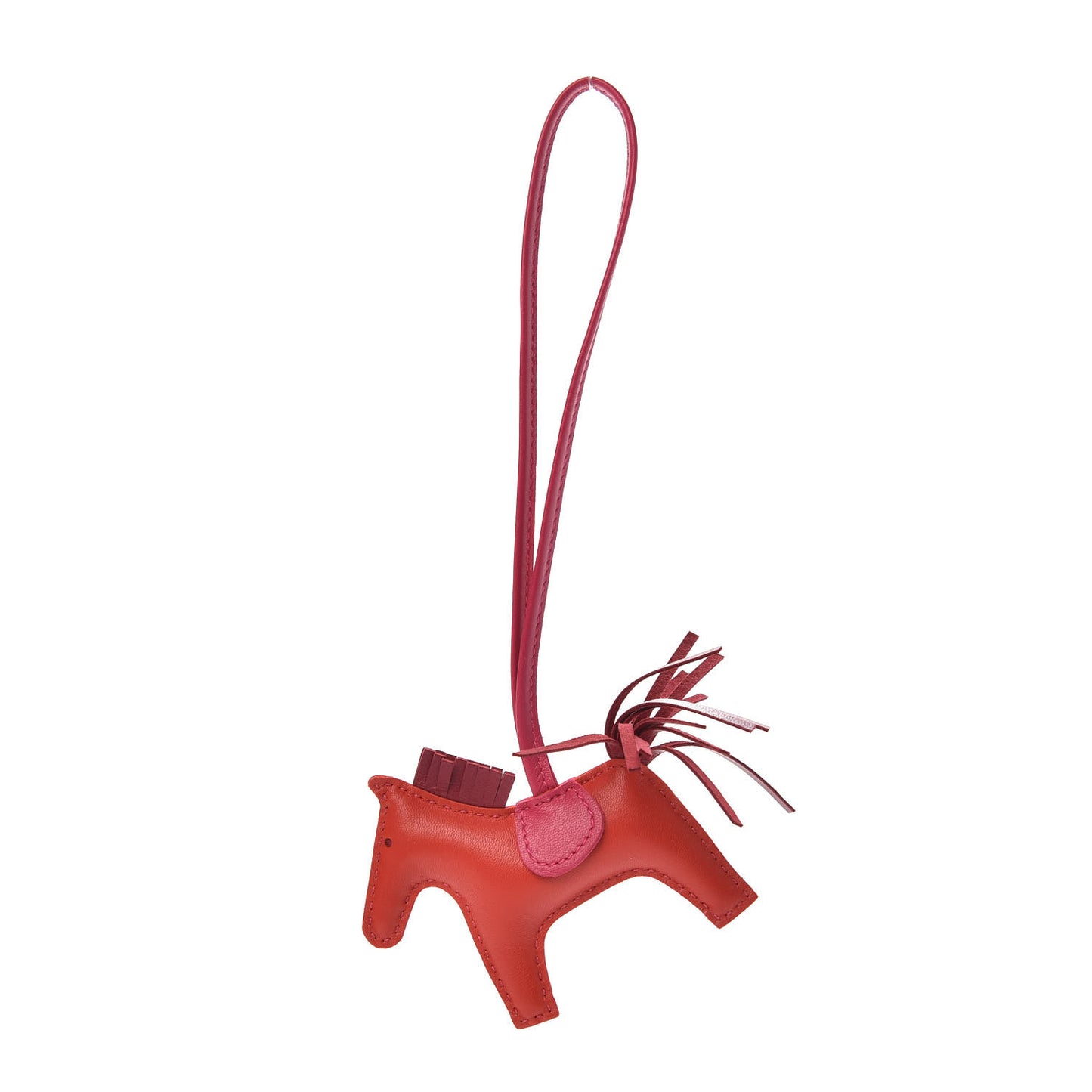 Milo Lambskin Grigri Rodeo Horse Bag Charm PM Rose Sakura Framboise Rouge Sellier