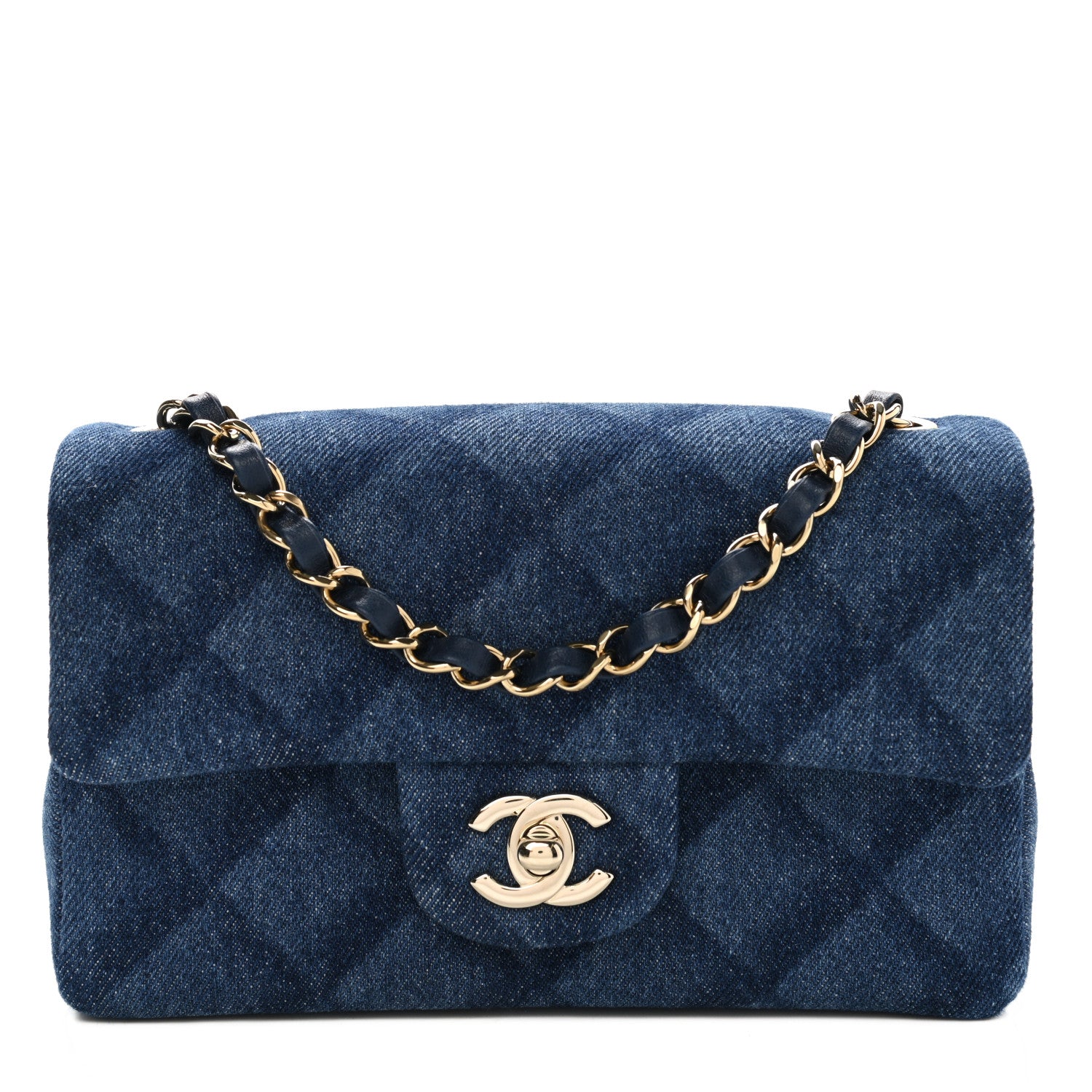 Chanel Printed Denim Quilted Mini Rectangular Flap Dark Blue 1 of 11