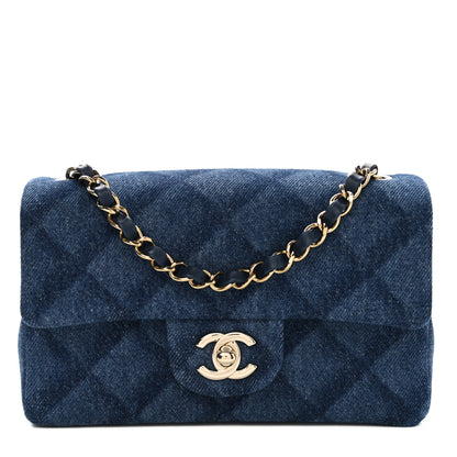 Chanel Printed Denim Quilted Mini Rectangular Flap Dark Blue 1 of 11