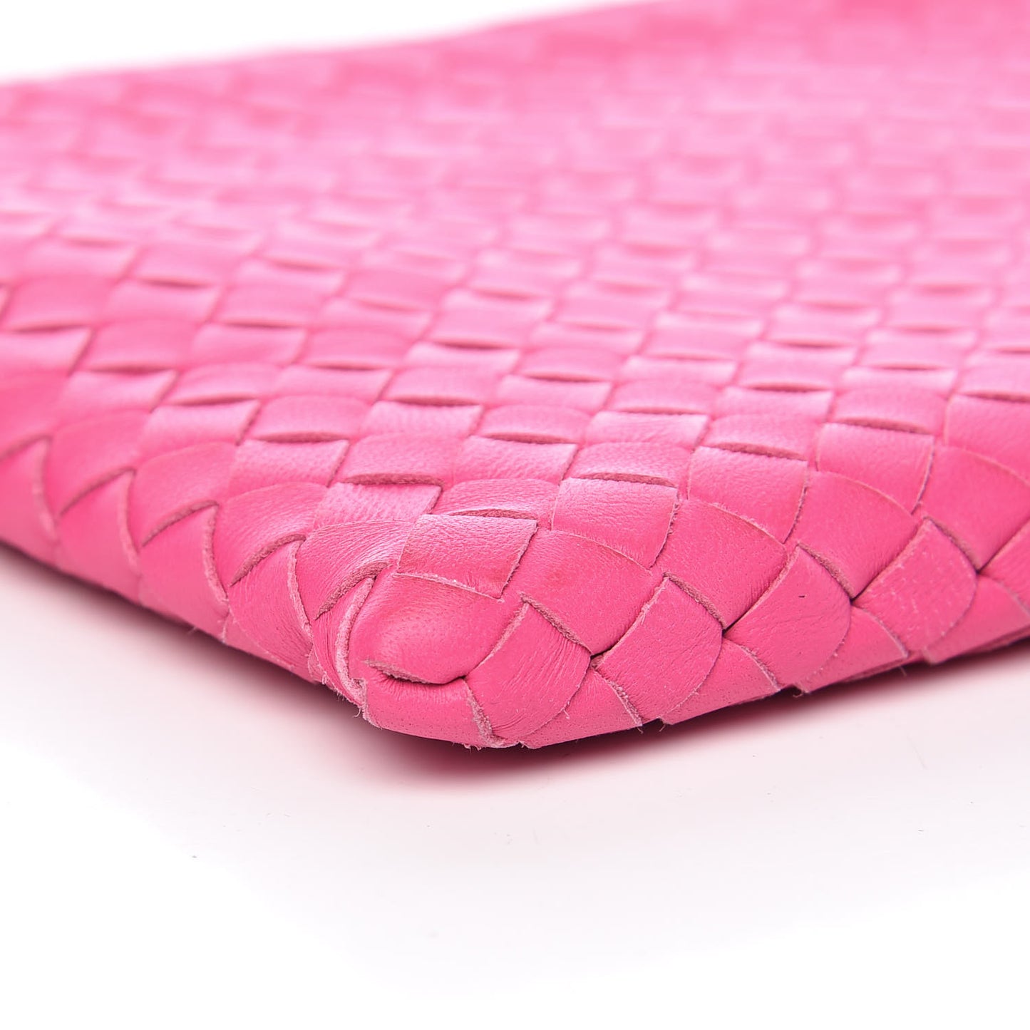 Nappa Intrecciato Flat Zip Pouch Rosa Shock