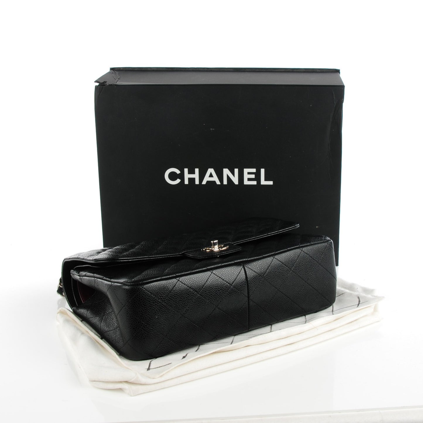 Caviar Quilted Jumbo Double Flap Black