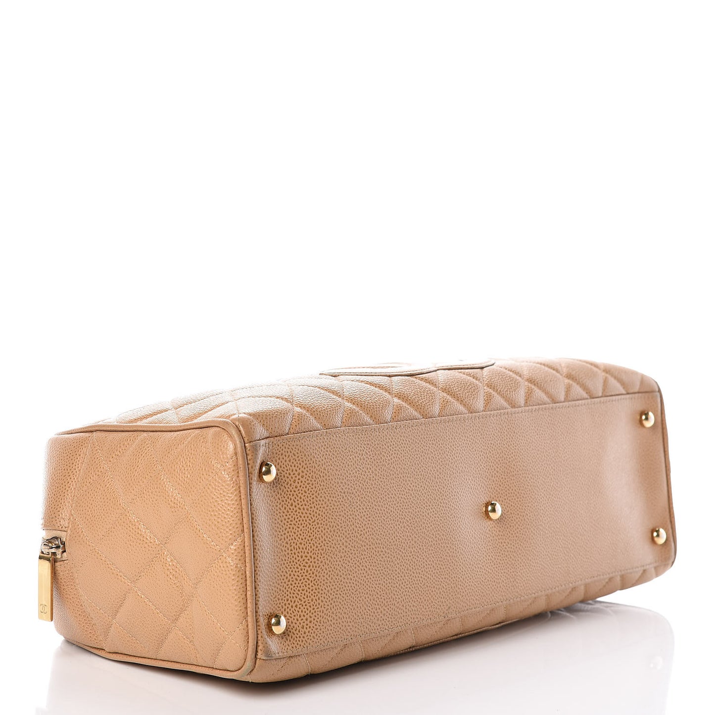 Caviar Quilted Large Bowler Bag Beige