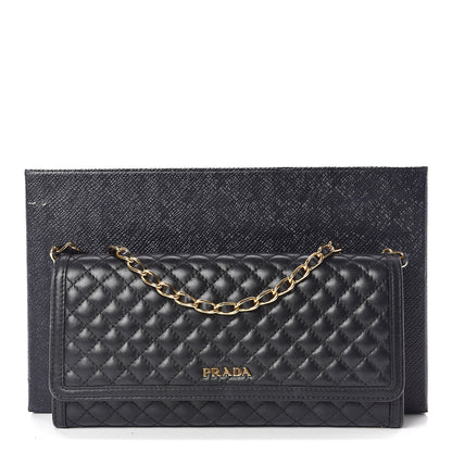 Prada Soft Calfskin Quilted Chain Wallet Black 10 of 10