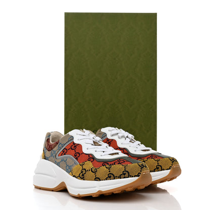 Gucci Monogram Multicolor Demetra Womens Rhyton Sneakers 36.5 Yellow Blue Great White Tabasco 8 of 8