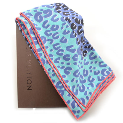 Louis Vuitton Silk Giant Leopard Square Scarf Blue Lagoon 4 of 4