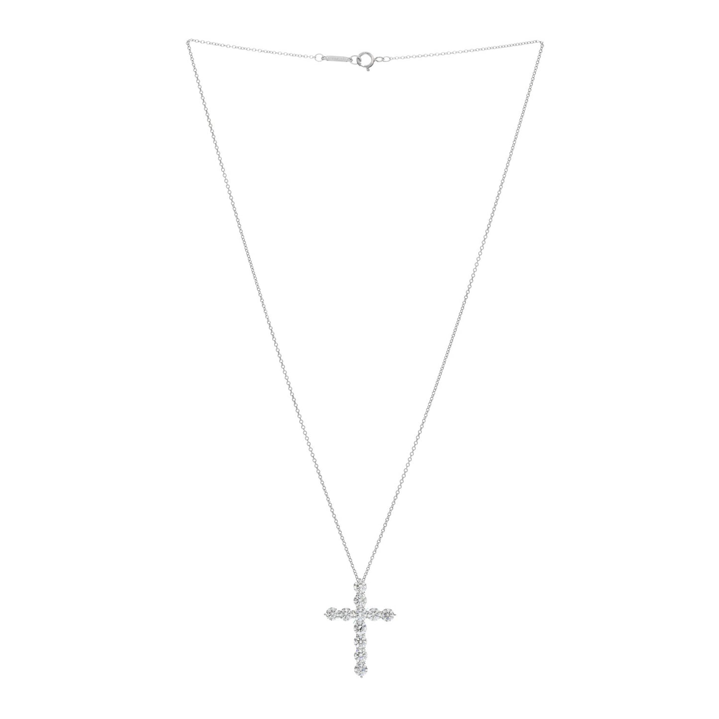 Platinum Diamond Large Cross Pendant Necklace